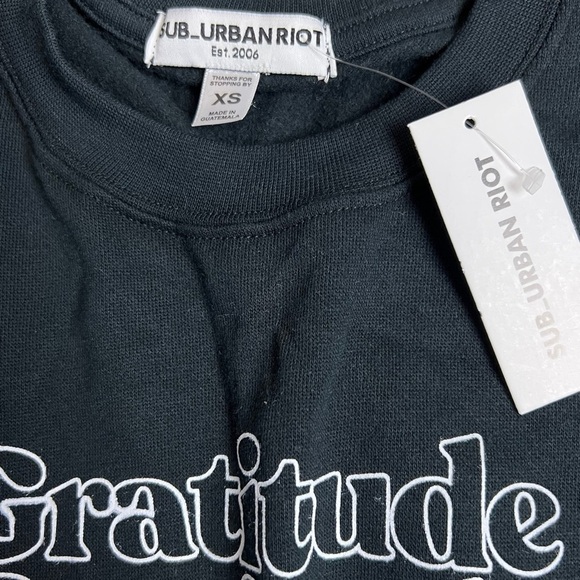 Sub_Urban Riot Womens Graphic Crewneck Sweater XS black “gratitude” long sleeve - Picture 2 of 10